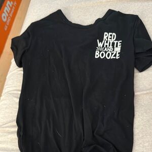 Black Graphic Tee - Red White and Booze